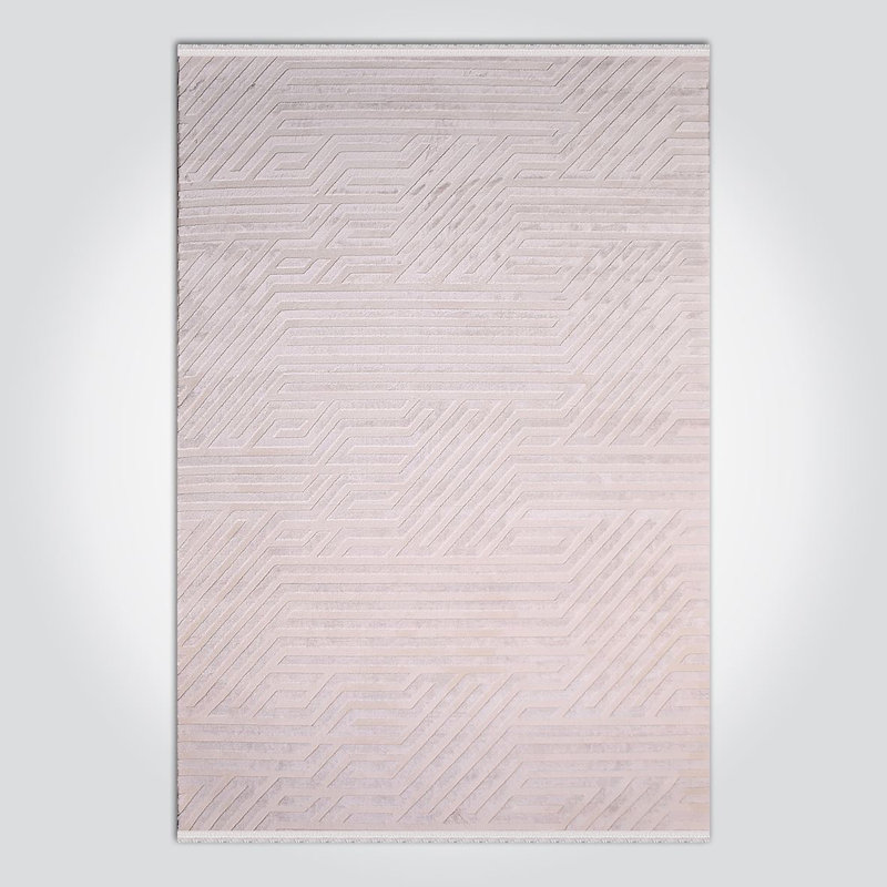Tapis moderne / abstrait crème lavable à la machine antidérapant, Rectangle 4 pi x 7 pi 3 po