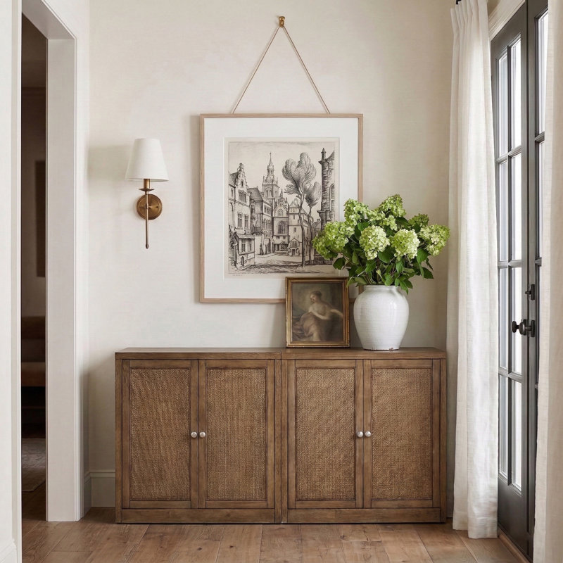 Buffet / placage en bois massif et placage de chêne Gerardi, Brun