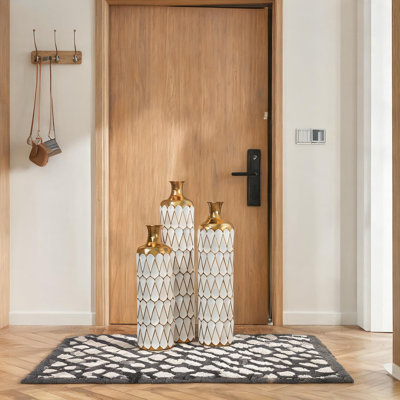Ensemble de 3 vases de sol en aluminium décoratifs géométriques pour le salon et le vestibule