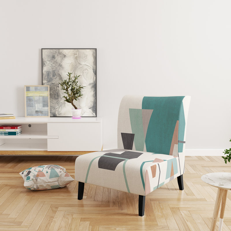 Fauteuil de chambre à motif géométrique Hexagons I, Blanc