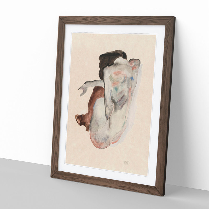 Portrait of a Woman Vol.8 by Egon Schiele - Framed Print, 48cm H x 36cm W x 2cm D, Walnut Framed