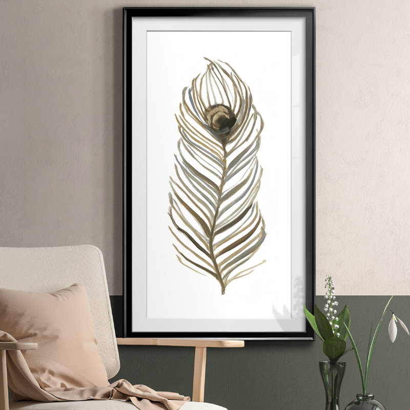 «Soft Feather II», reproduction d'art graphique sur papier encadré, Papier noir, H 22,5 po x l 42,5 po x P 1,5 po