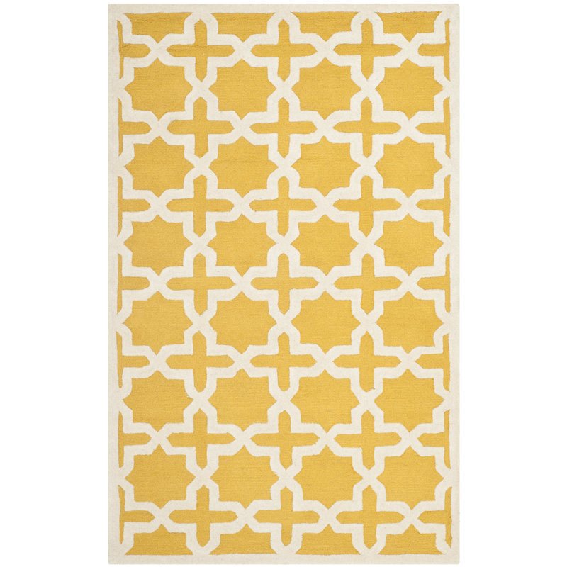 Tapis jaune en laine d'Igna, Rectangle 5 pi x 8 pi