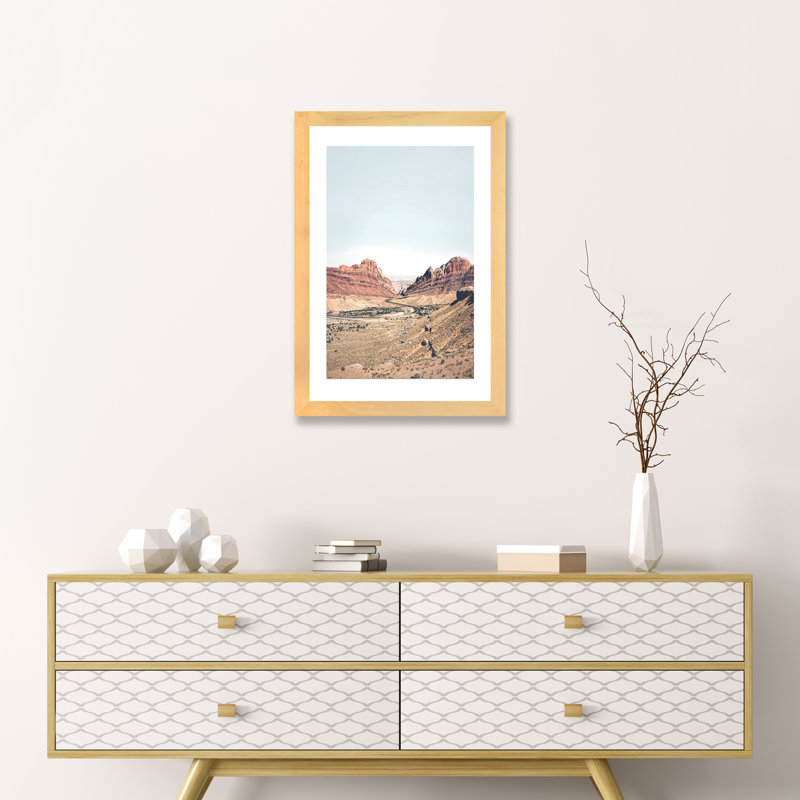 Photographie « arizona road », H 24 po x l 16 po x P 1 po, Papier encadré de bois naturel