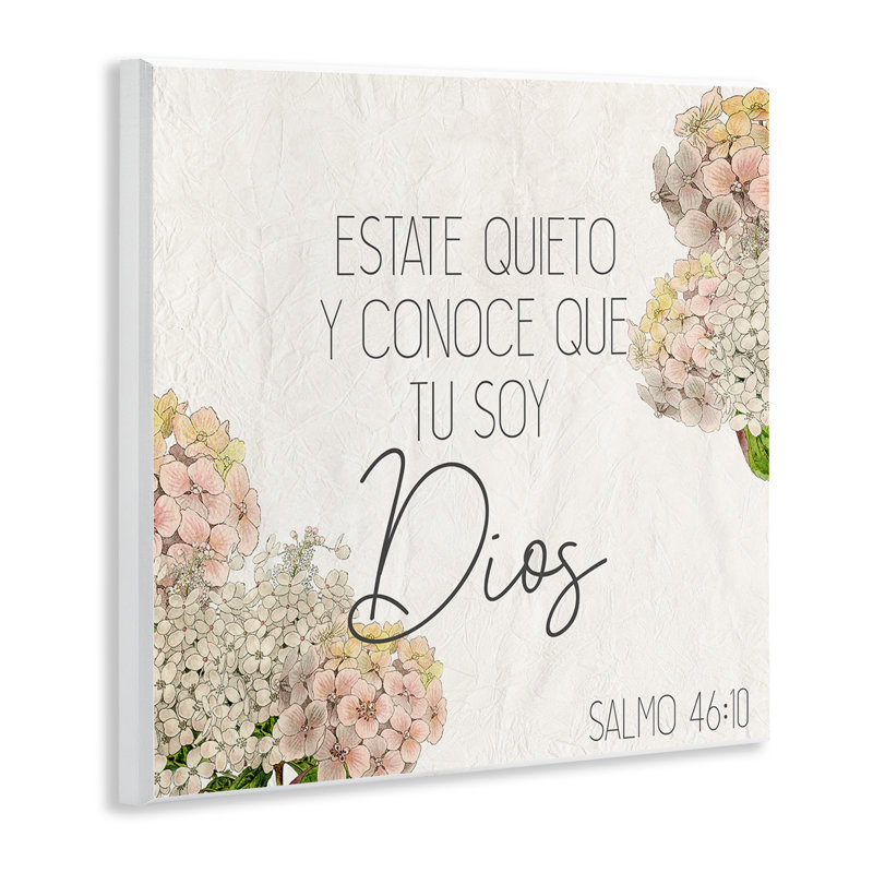 «Be Still Psalm 46:10», plaque murale d'art espagnol par Kim Allen