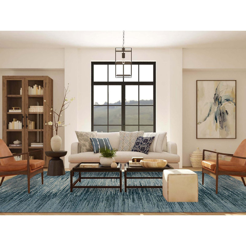 One-of-a-Kind Rectangle 10'1" X 14'1" New Age Area Rug in Blue