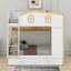 Lit superposé House avec tablettes de rangement et 2 tiroirs, lit superposé avec garde-corps en forme de maison et crochets intégrés-1602013638