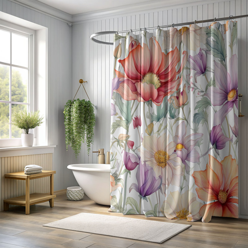 Rideau de douche standard 1 pièce Gentle Stroke, H 74 po x l 35 po