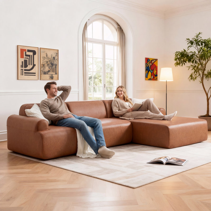 Canapés modulaires durables en similicuir respirant, design moderne pour le salon