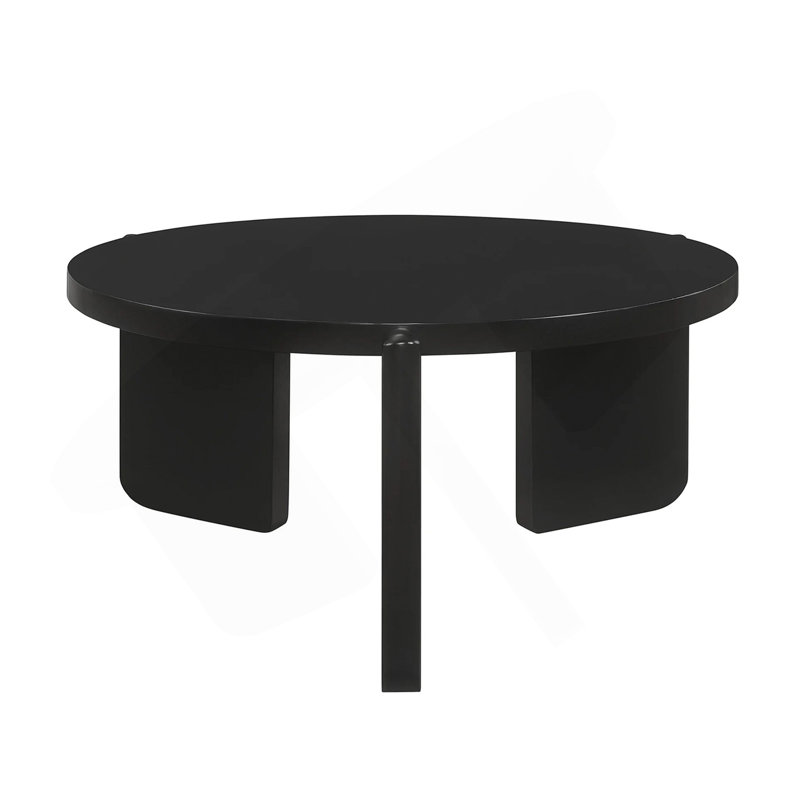 Table basse ronde en bois, noire