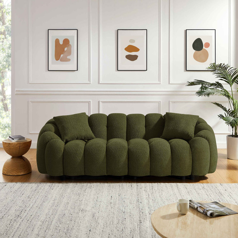 Winnie Round Arms Modular Sofa, Olive Boucle, 3