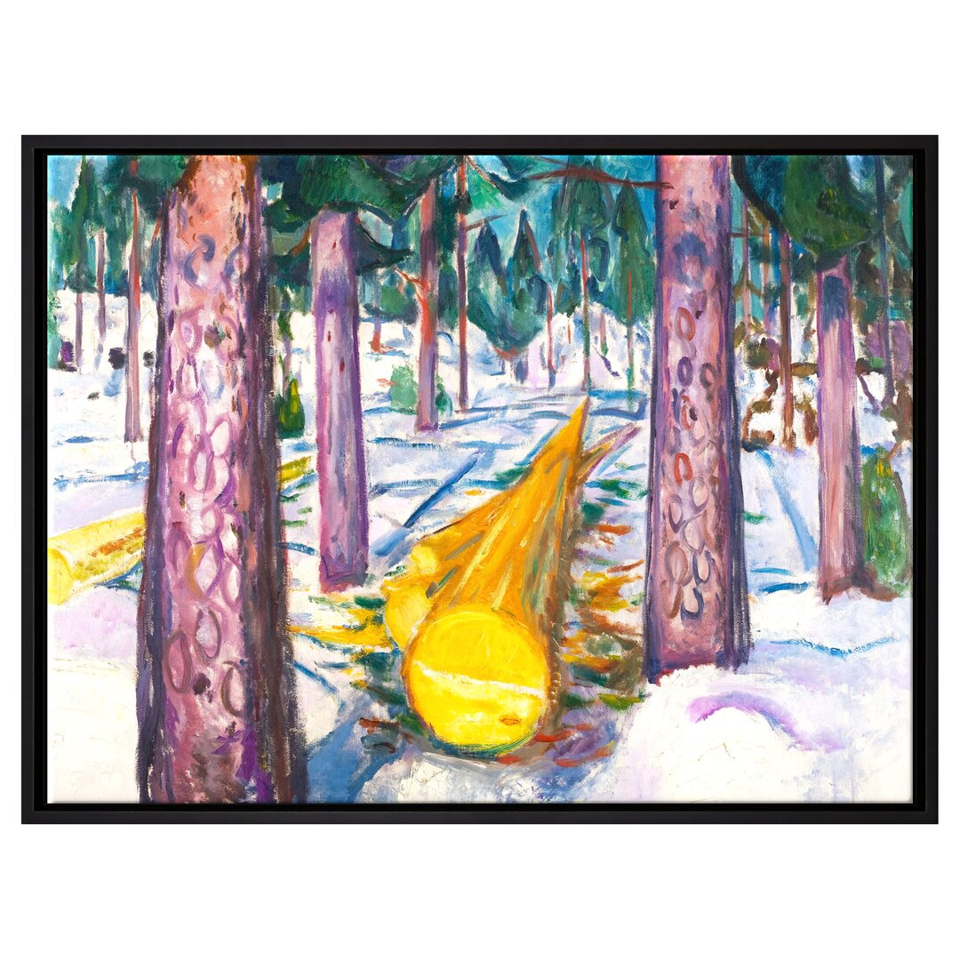 Gerahmtes Leinwandbild Yellow Tree Trunk von Edvard Munch