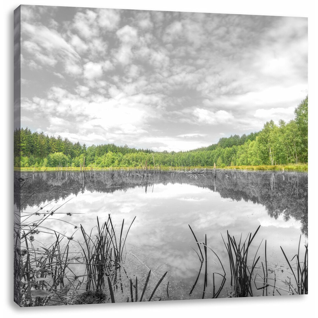 Leinwandbild Traumhafter See in grünem Wald