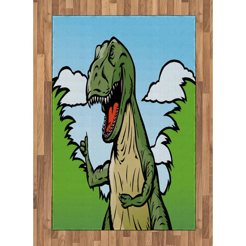 Tapis décoratif en fibre de polyester à haute densité Dinosaur, Rectangle— 4 pi x 5 pi 8 po