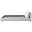 Grand lit plateforme tapissier avec deux coussins amovibles, tissu Boucle, blanc