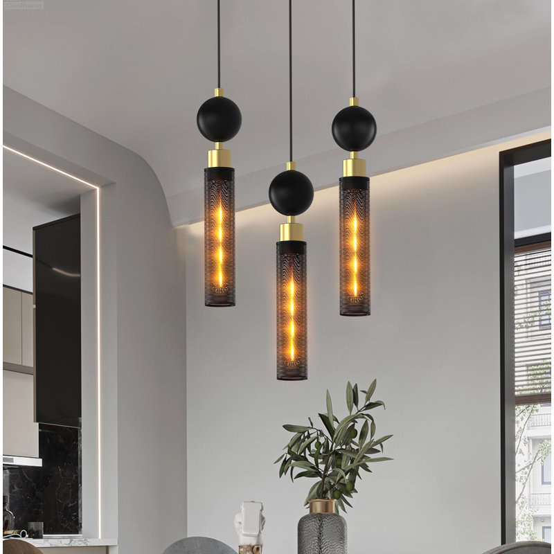 Modern Industrial Linear Pendant Light with Clear Glass Shade,1Pcs