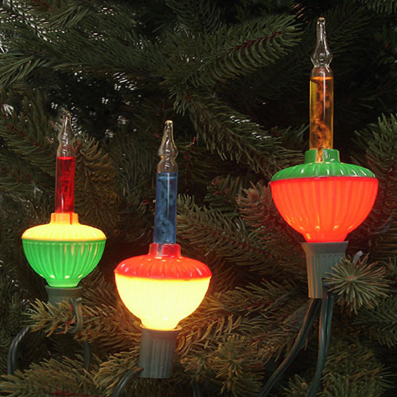 Multi Color Retro Christmas Bubble Light Set 6ft Green Wire