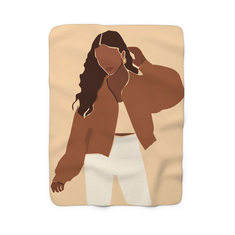 Couverture sherpa de qualité supérieure 1 pièce Minimalist Feminine Essence, Lit simple