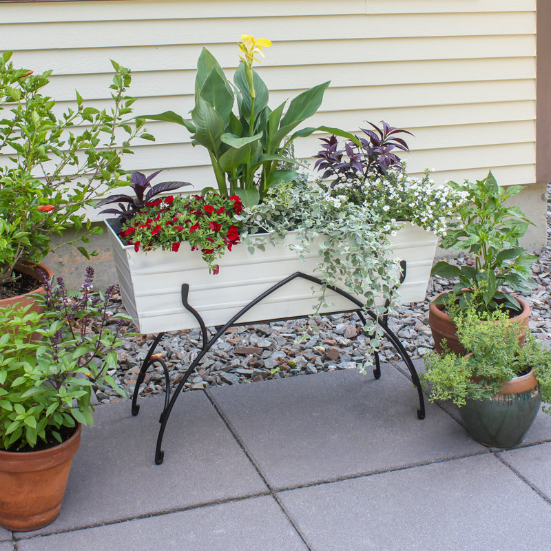 Metal Elevated Planter, Cape Cod White