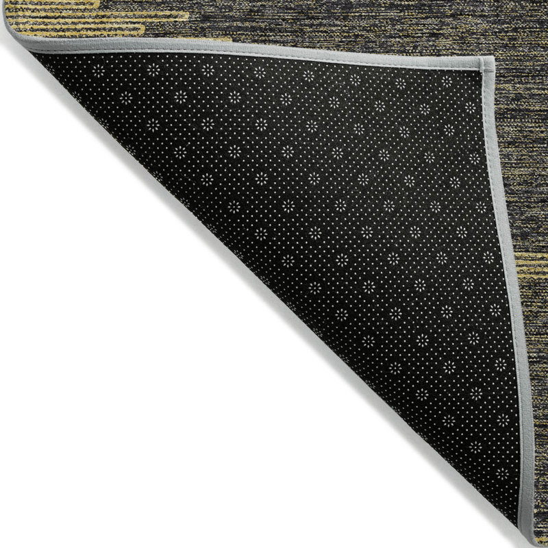 Tapis intérieur lavable abstrait doré 5 pi x 8 pi