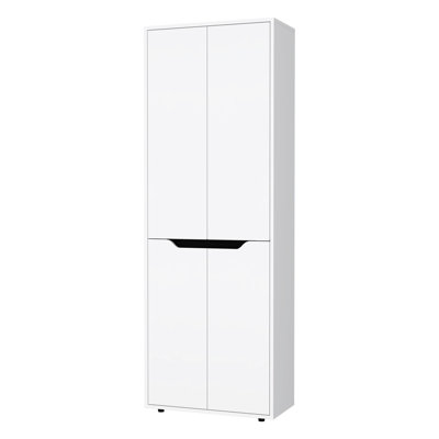 5-shelf Pantry In White For Kitchen Area - Two Cabinets Practical Placement Option Use Efficient Arrangement