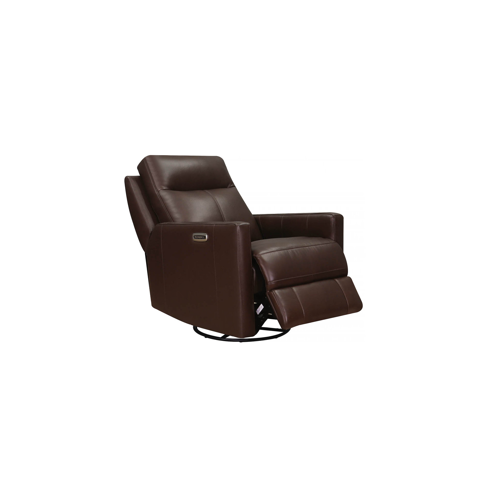 Ibis Power Headrest Top Grain Leather Swivel Glider Recliner, Vienna Chestnut Brown