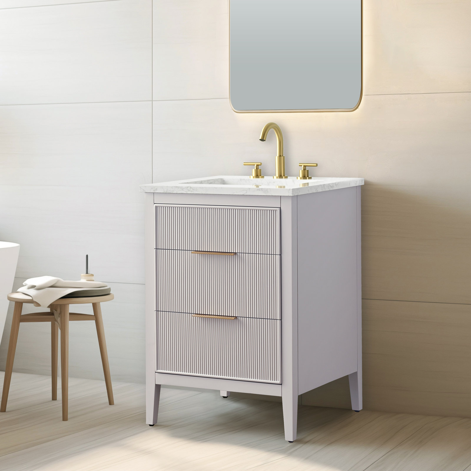 Bilroy 24" Oak Single Bathroom Vanity, Taupe