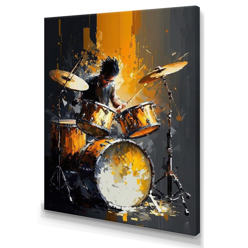 «Drummer On Stage - Music», art mural encadré, H 40 po x l 30 po x P 1,5 po, Toile tendue