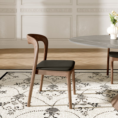 Stone Round Hower With 4/6 Premium Solid Wood Leather Dining Chairs