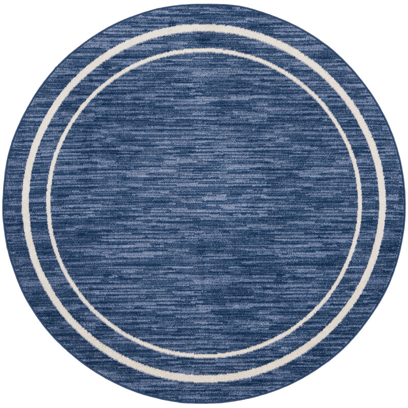 Nourison Essentials Navy Ivory Indoor/Outdoor Area Rug, Round 4'