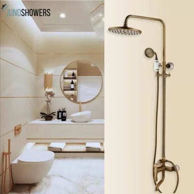 Valve de douche en chrome poli avec tête de pluie et douchette pour un confort ultime