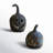 SET OF TWO BLACK CLAY JACK-O-LANTERNS