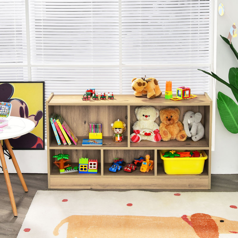 Latitude Run® Wooden 5 Cube Storage Cabinet Bookcase, Natural