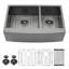 Évier de cuisine à tablier double encastrable en acier inoxydable de calibre 16 de 33 po L x 21 po-122270050-127242812