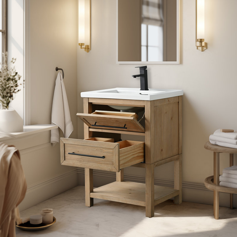 Bickley 24" Single Bathroom Vanity with Ceramic Top, Fir Essence