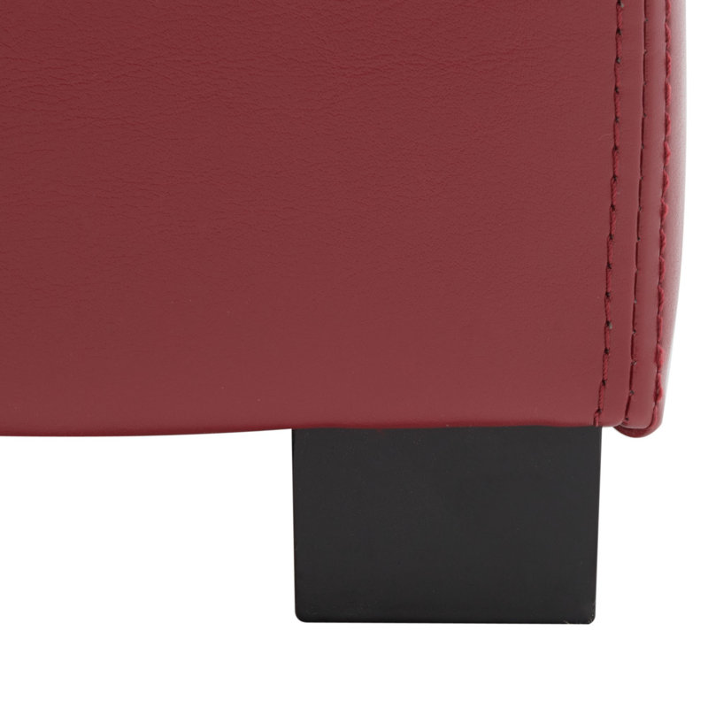 Maiden Faux Leather Ottoman, Red Faux Leather
