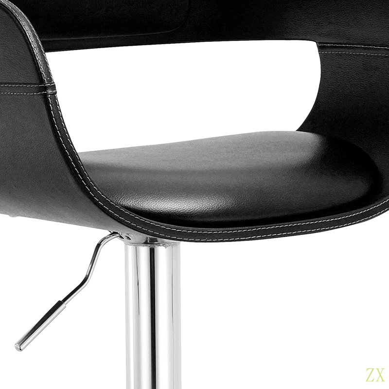 Tabouret de bar contemporain pivotant réglable avec siège et dossier rembourrés