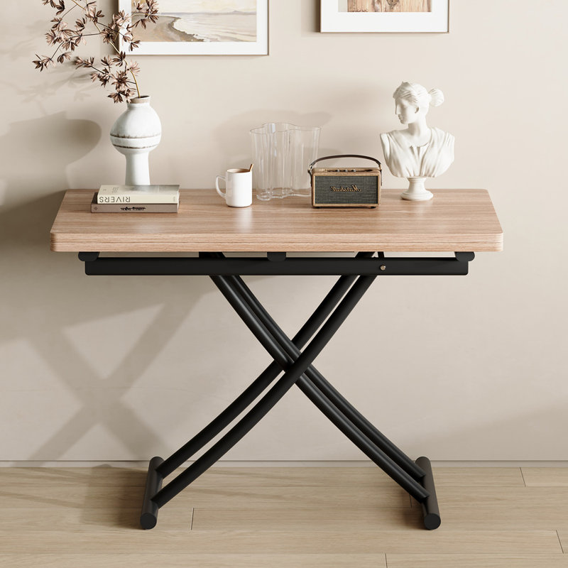  Space-Saving Dining Table for 4 with Adjustable Height & Foldable Top – Modern Expandable Kitchen Table with Metal Base, Multifunctional for Small Spaces