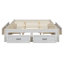 Grand lit plateforme avec 6 tiroirs de rangement, blanc antique-603941659-603941732