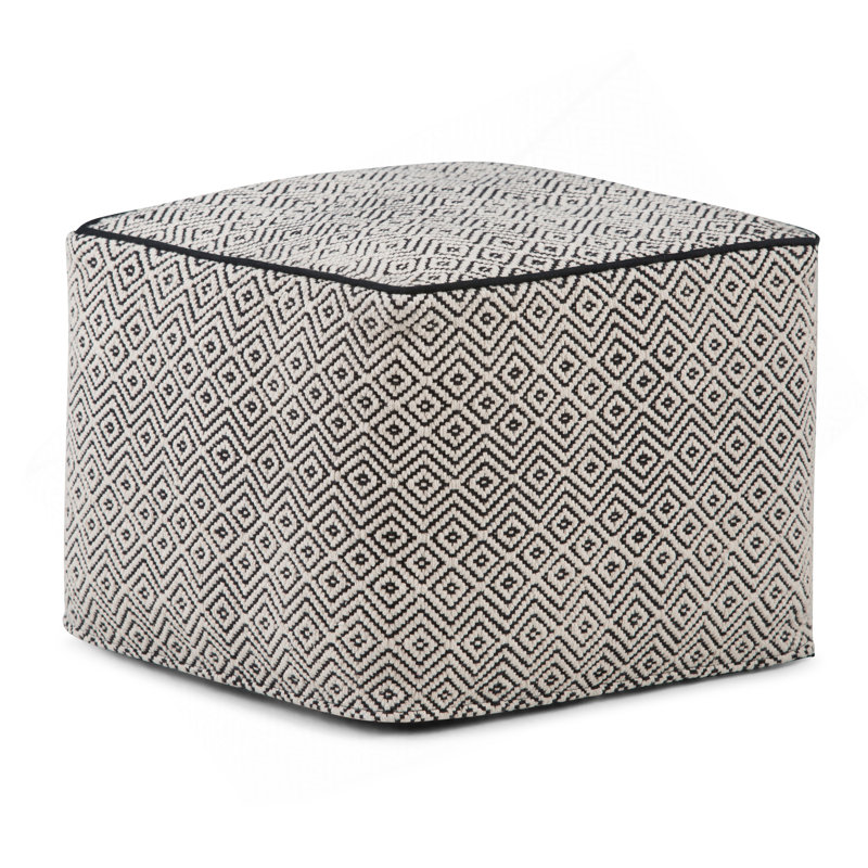 Brynn - Square Pouf - Patterned Black / Natural