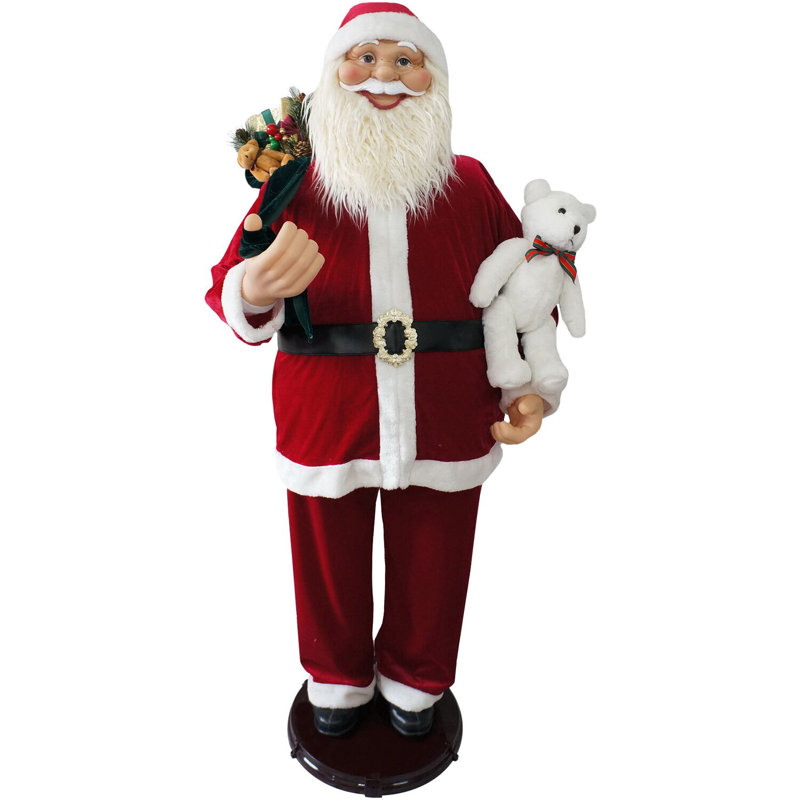 Life-Size Red Velvet Dancing Santa with Teddy Bear