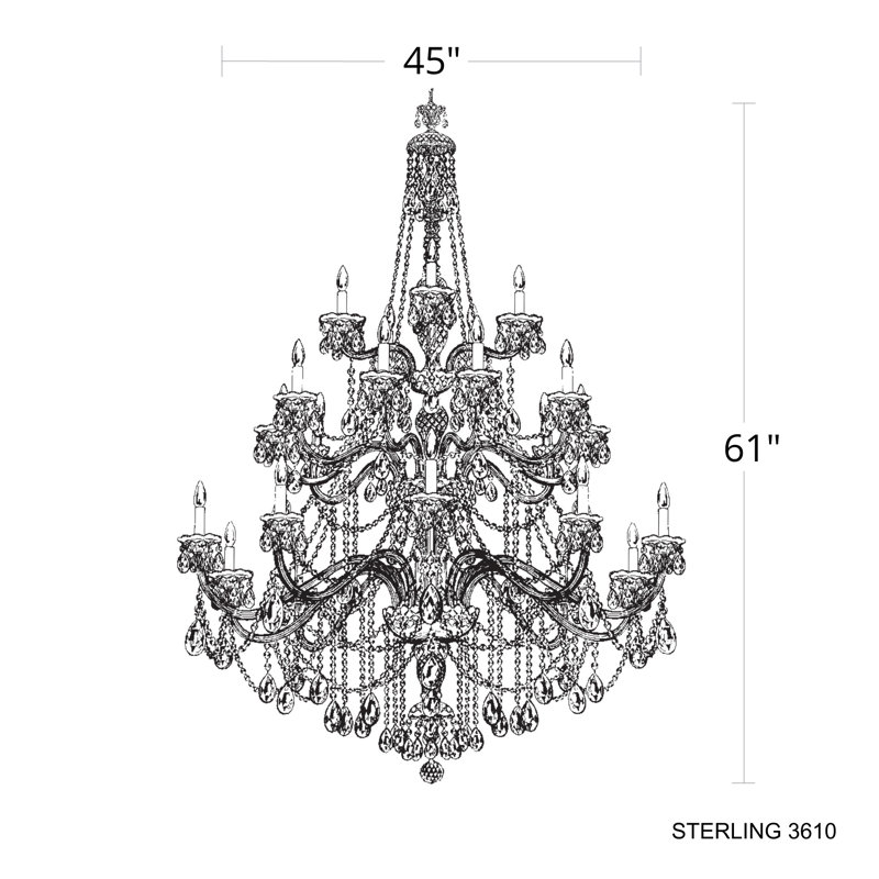 Sterling 25 - Light Glass Chandelier, Chinese (K9), 120 V, Gold