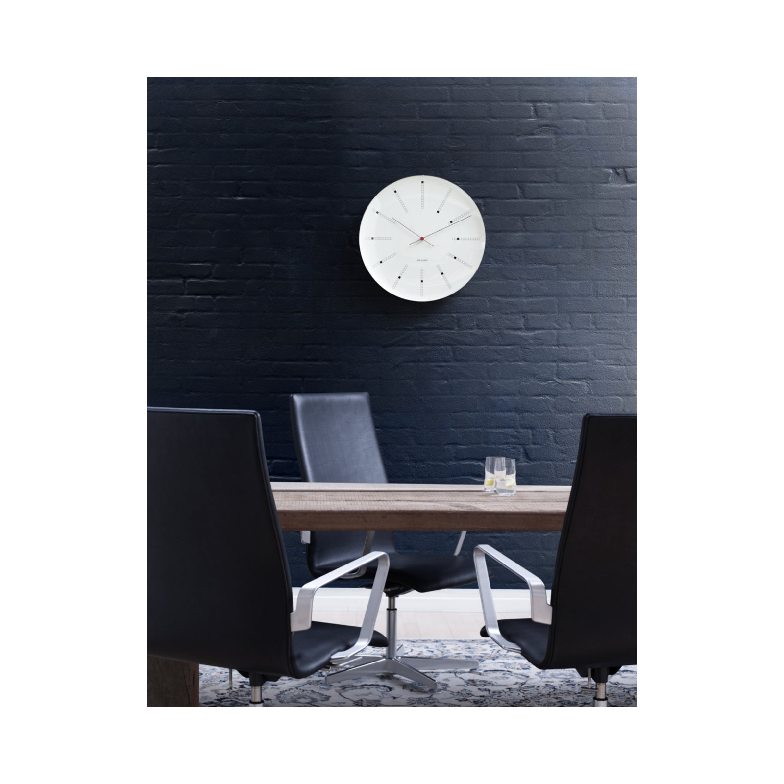 Bankers Metal Wall Clock, White/Black/Red, Extra Large