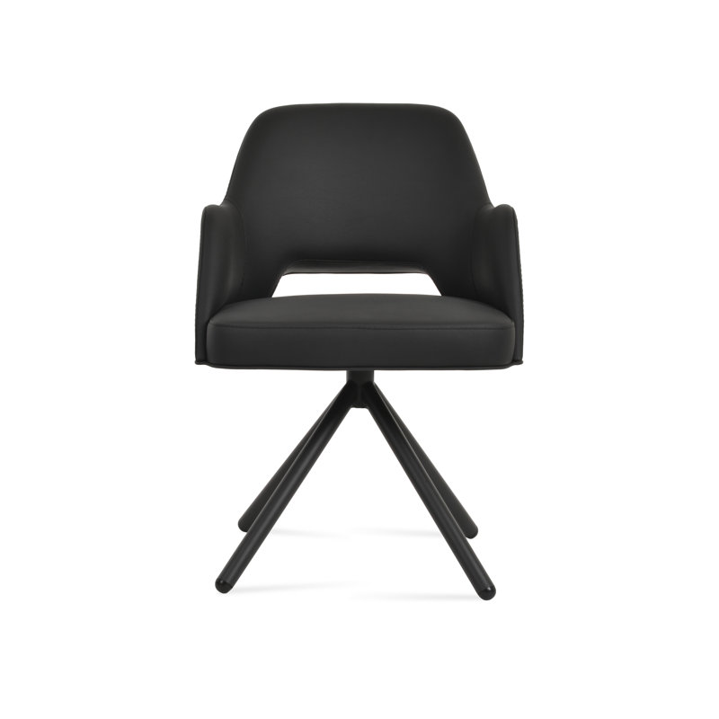 Marash Stick Swivel Arm Chair, Black, Black
