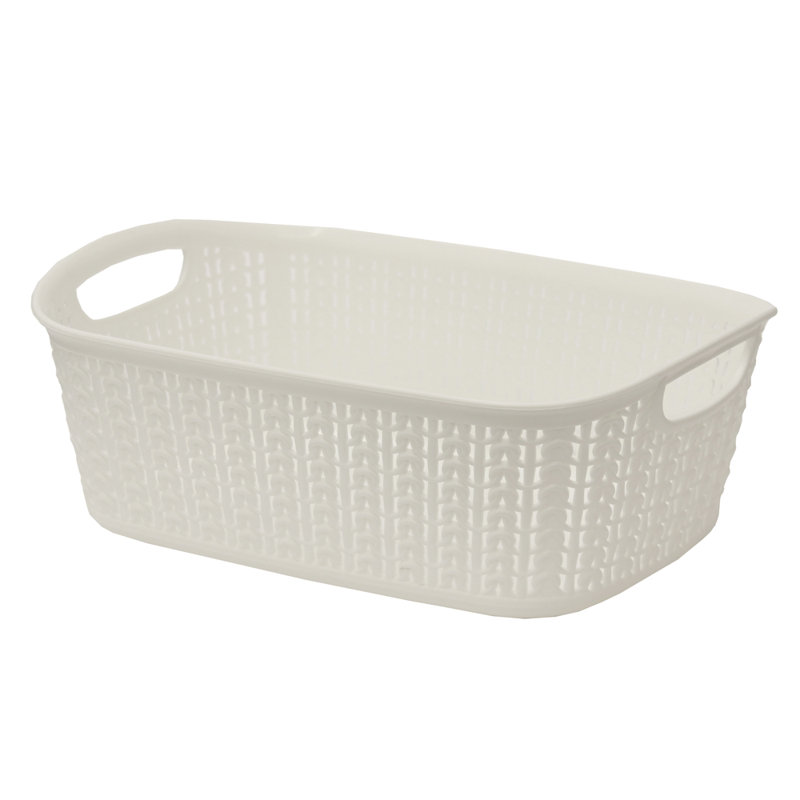 JVL Plastic Decorative Basket, White