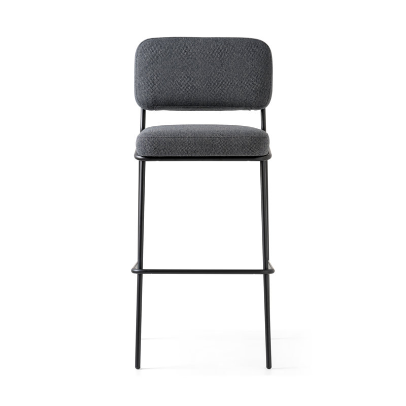 Sixty Upholstered Counter Stool with Metal Frame, Black, Counter Stool (25.63" Seat Height), Painted Brass