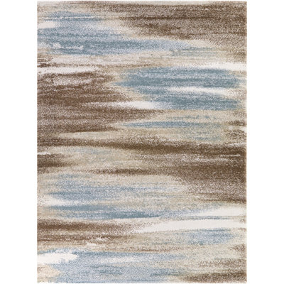 Tapis abstrait rouille / bleu Elsa
