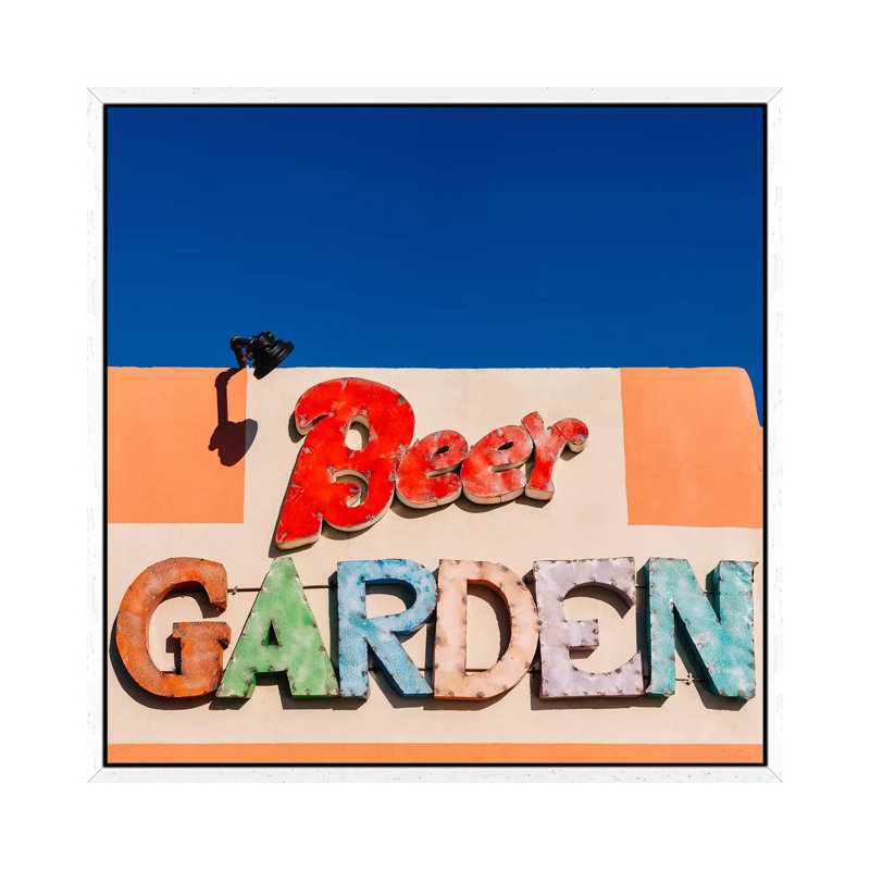 Marfa Beer Garden by Bethany Young - Print on Canvas, 45.72cm H x 45.72cm W x 3.81cm D, White Framed