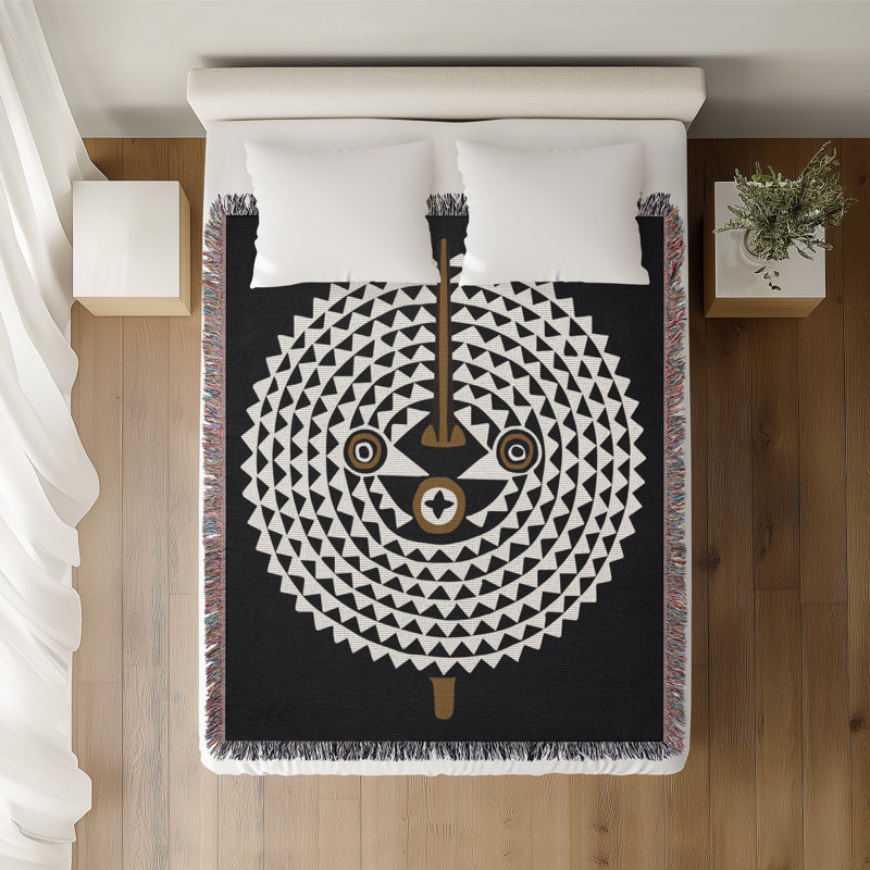 Couverture 100% coton Mossi, Noir, L 70 po x l 50 po