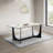 Heikki 70" Wide Modern Trestle Dining Table in Stone and Metal